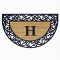 Nedia Home Nedia Home 18023H Acanthus Border 22 x 36 In. Half Round Rubber-Coir Doormat - Monogrammed H 18023H